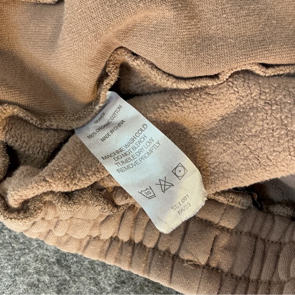 Quince Taupe 100% Organic Cotton Casual Baggy Joggers With Drawstring Size M - Picture 4 of 5